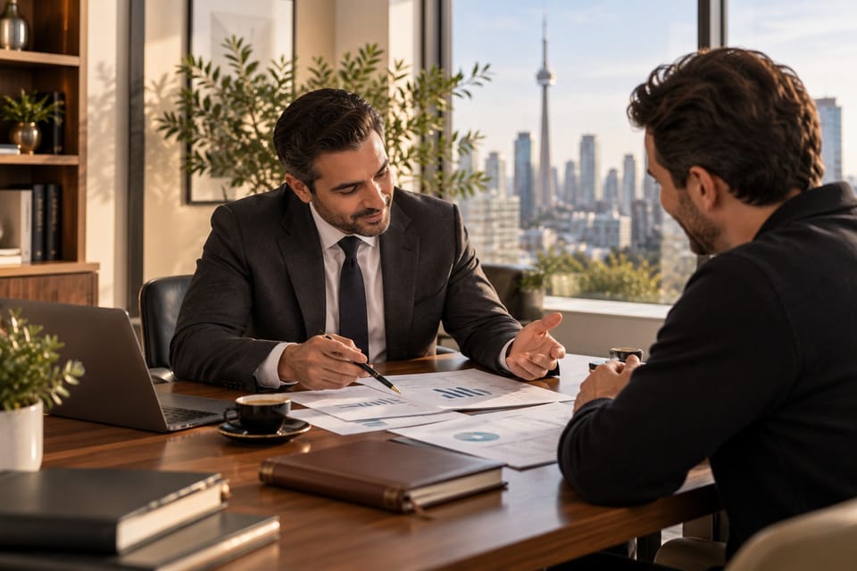 CPA advising a small business owner at a meeting table