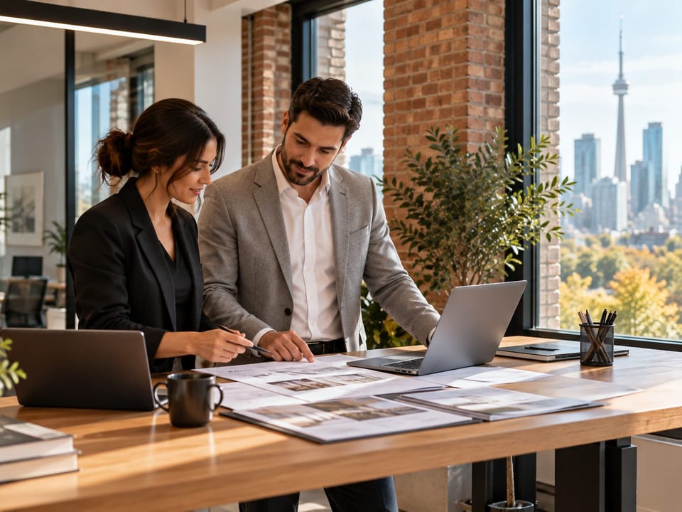 Consultants collaborating in a modern office