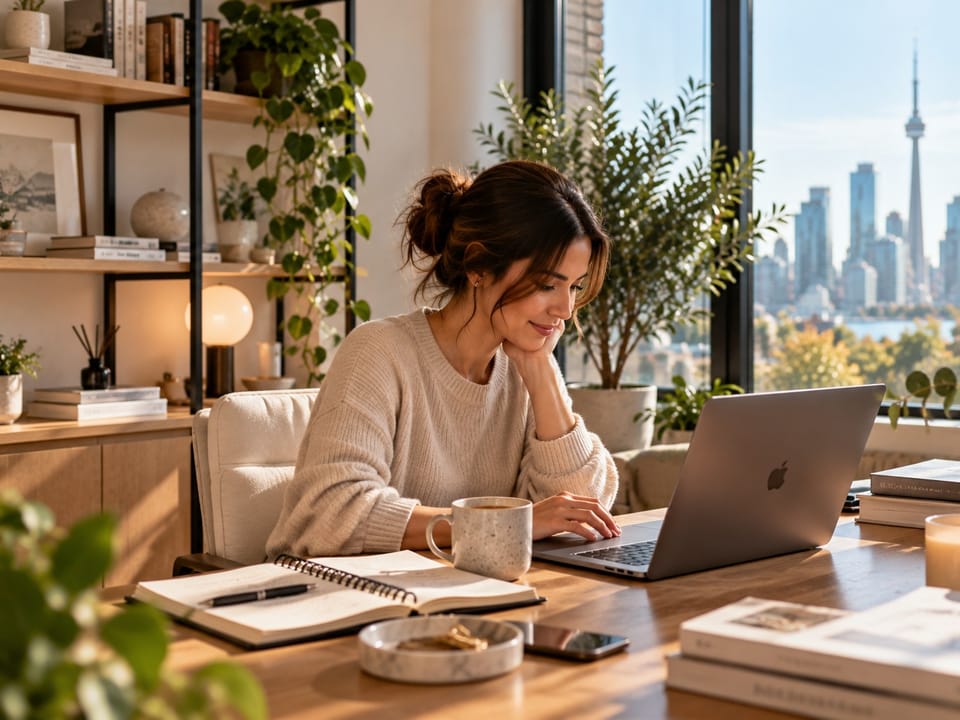 Freelancer working from a stylish home office